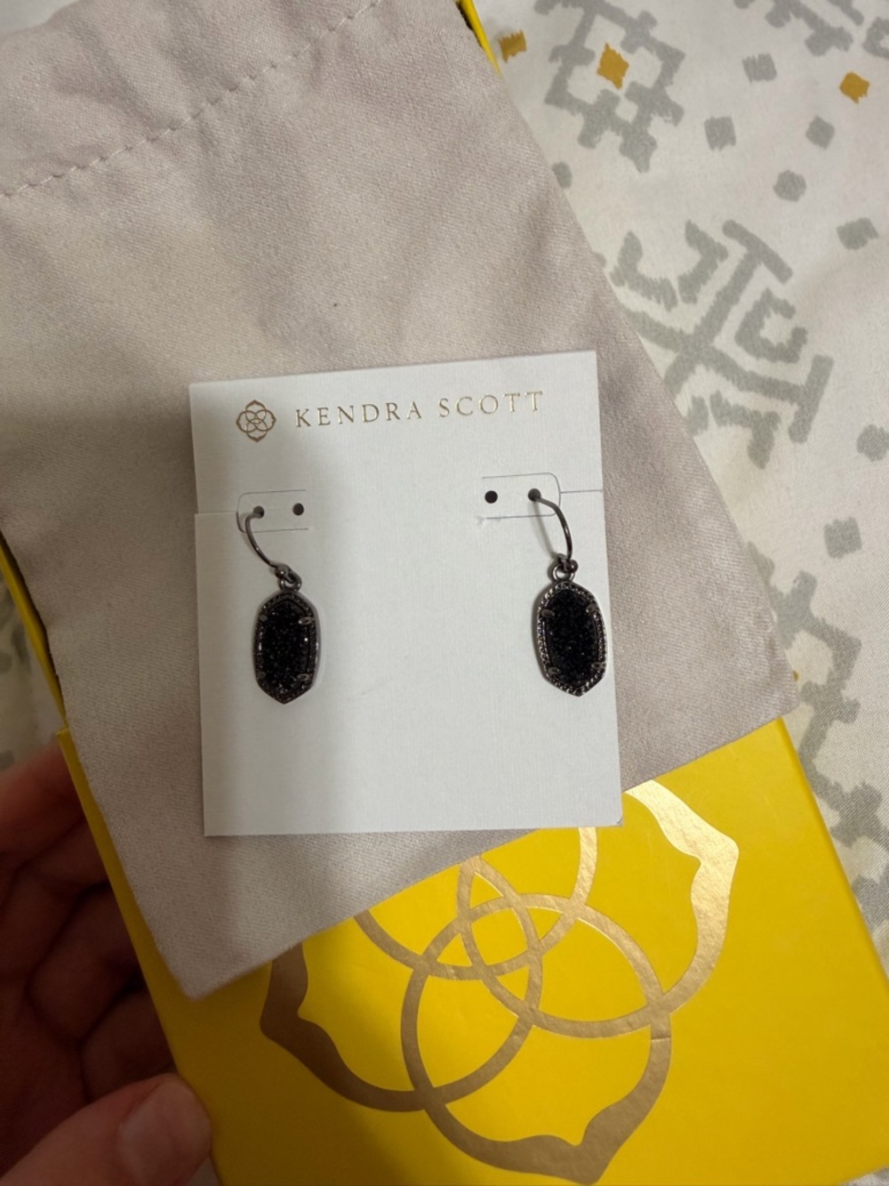 Kendra Scott Black Drusy Teardrop Dangle Earrings